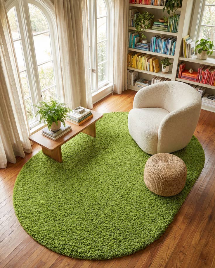 Detail image of 7' 10 x 10' Solid Shag Oval Rug