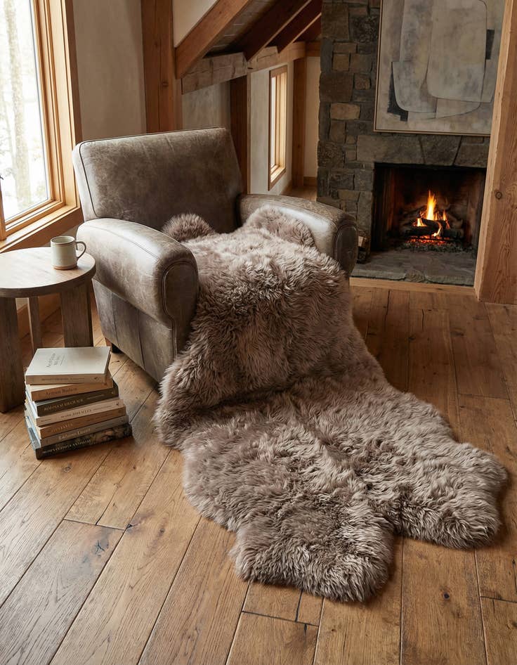 Detail image of 3' 3 x 6' Natural Sheepskin Freeform Rug