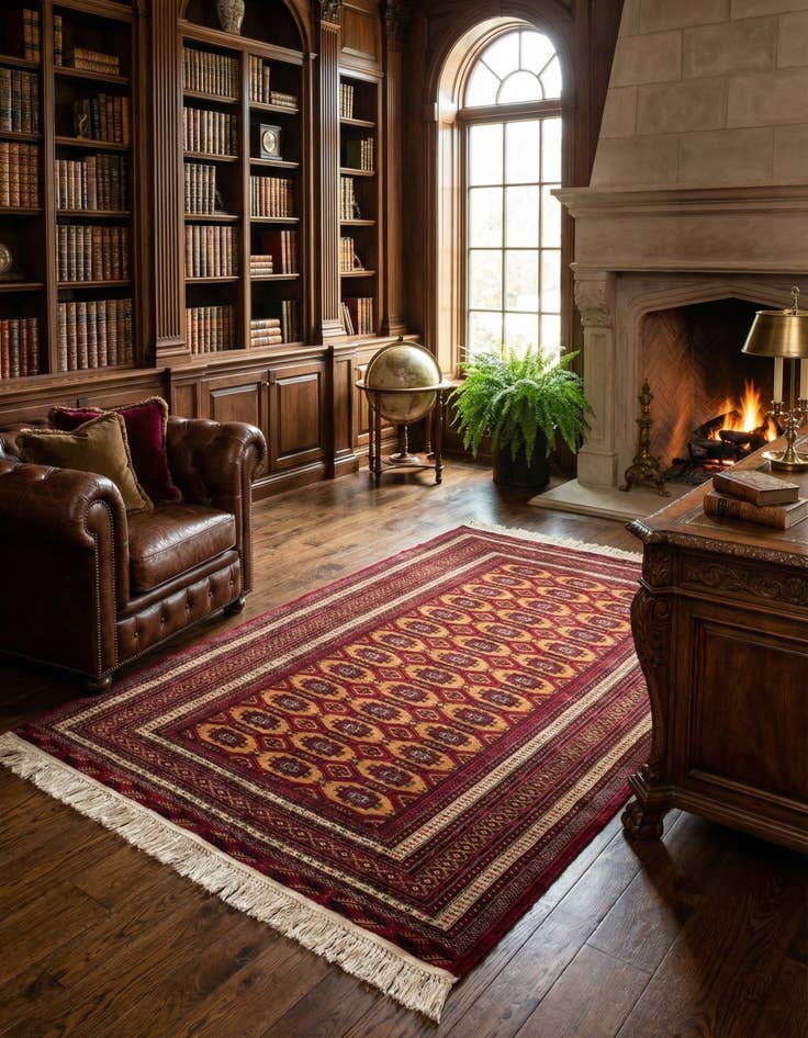 Detail image of 4' 2 x 5' 8 Hand Knotted Bokhara Oriental Wool Rug