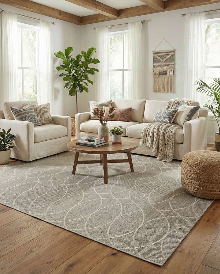 10' x 10' Easy-Clean Lattice Indoor / Outdoor Square Rug