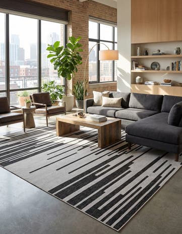 13' x 13' Easy-Clean Modern Indoor / Outdoor Square Rug
