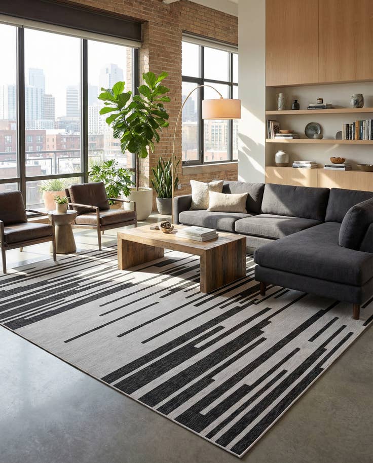 Detail image of 13' x 13' Easy-Clean Modern Indoor / Outdoor Square Rug