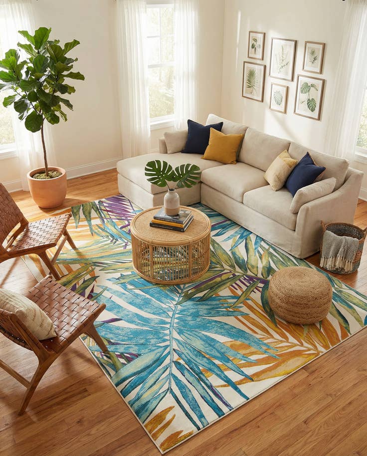 Detail image of 10' x 14' 2 Easy-Clean Botanical Indoor / Outdoor Rug