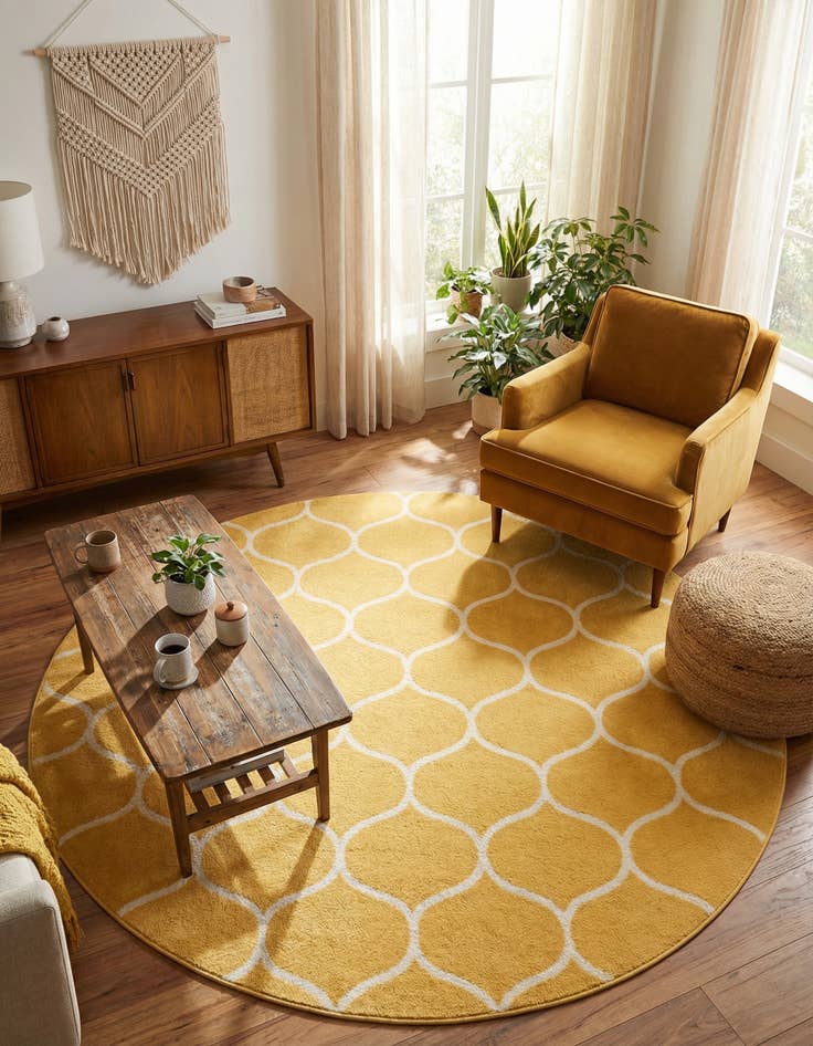 Detail image of 7' x 7' Lattice Frieze Round Rug