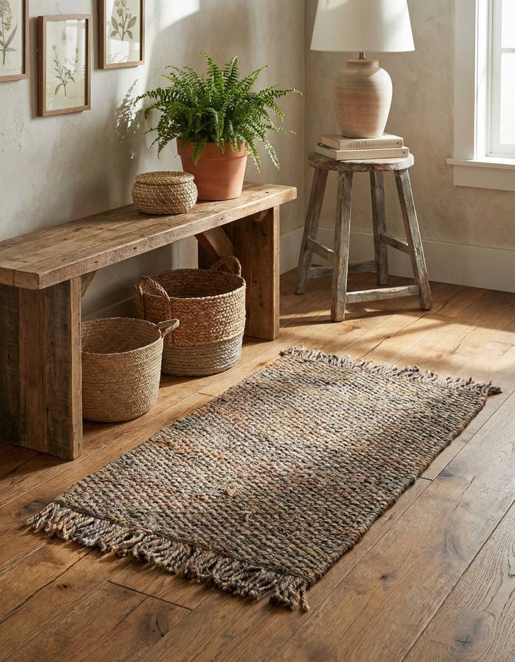 Detail image of 2' x 3' 1  Hand Woven Chunky Jute Rug