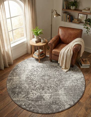 Light Gray Monte Carlo Round Rug