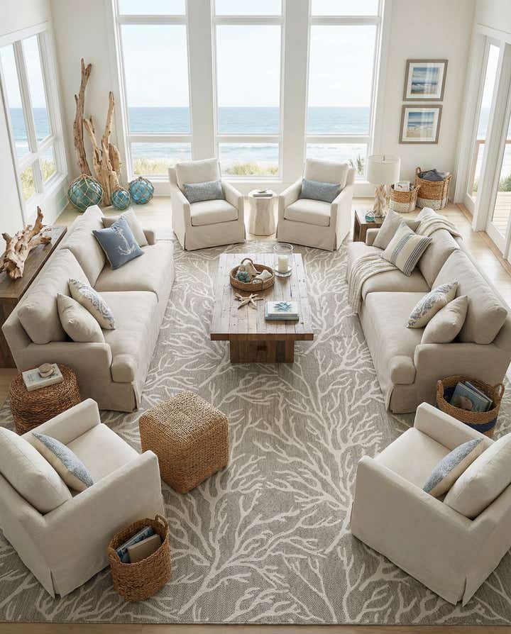 13' x 13' Easy-Clean Coastal Indoor / Outdoor Square Rug
