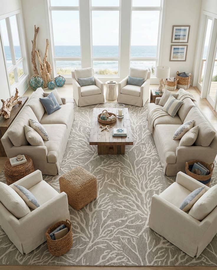 Detail image of 13' x 13' Easy-Clean Coastal Indoor / Outdoor Square Rug