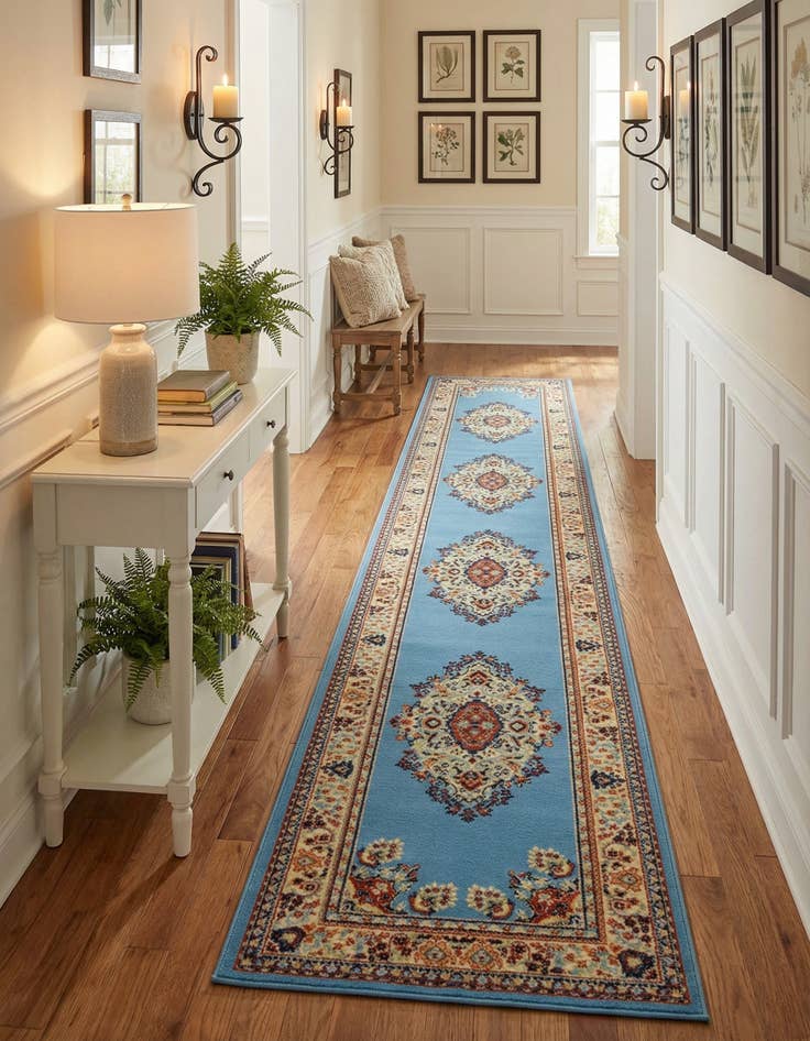 Detail image of 3' x 16' 5 Mashad Design Runner Rug