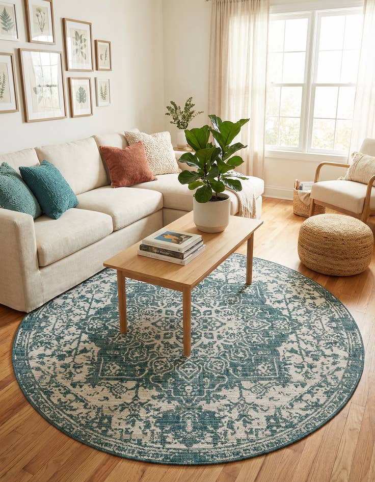 Detail image of 7' x 7' Washable Jill Zarin Dubai Indoor / Outdoor Round Rug