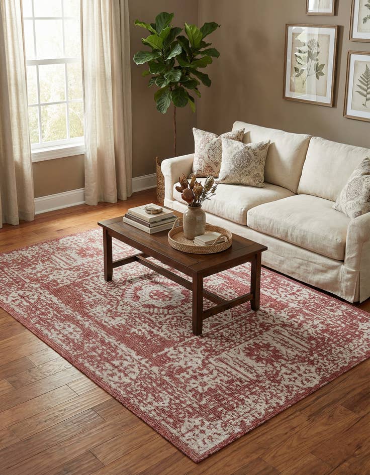 Detail image of 5' 3 x 8' Easy-Clean Traditional Indoor / Outdoor Rug
