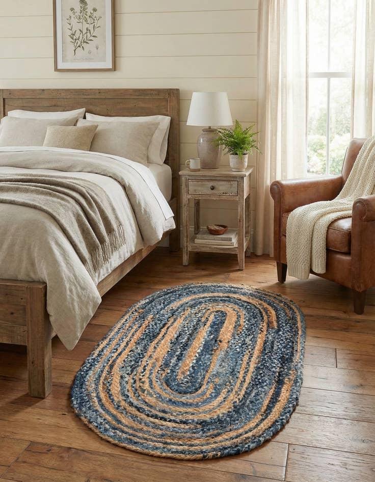 Detail image of 3' 3 x 5' 1  Hand Braided Chindi Oval Rug