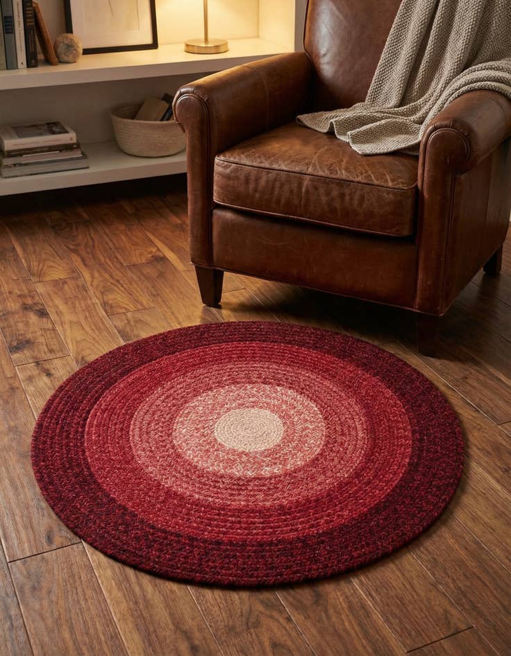 Detail image of 3' 1 x 3' 1 Handmade Hand Braided Wool Round Rug