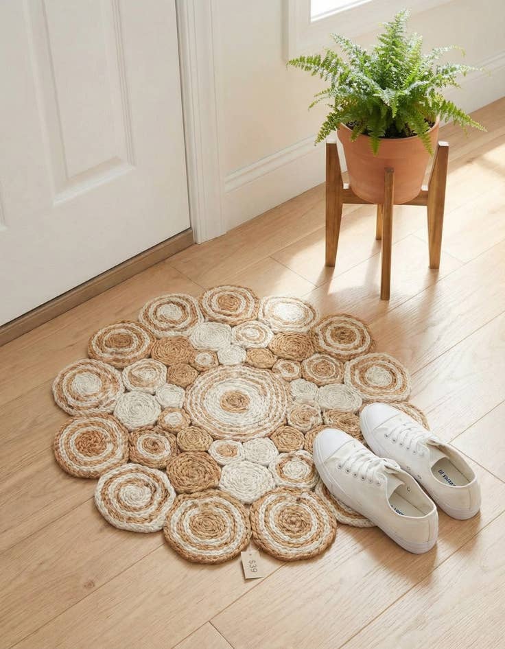 Detail image of 2' x 2'  Hand Braided Jute Round Rug