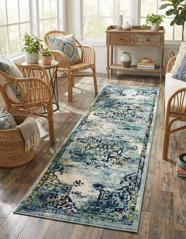 Detail image of 2' 2 x 6' 9 Washable Fleur Runner Rug