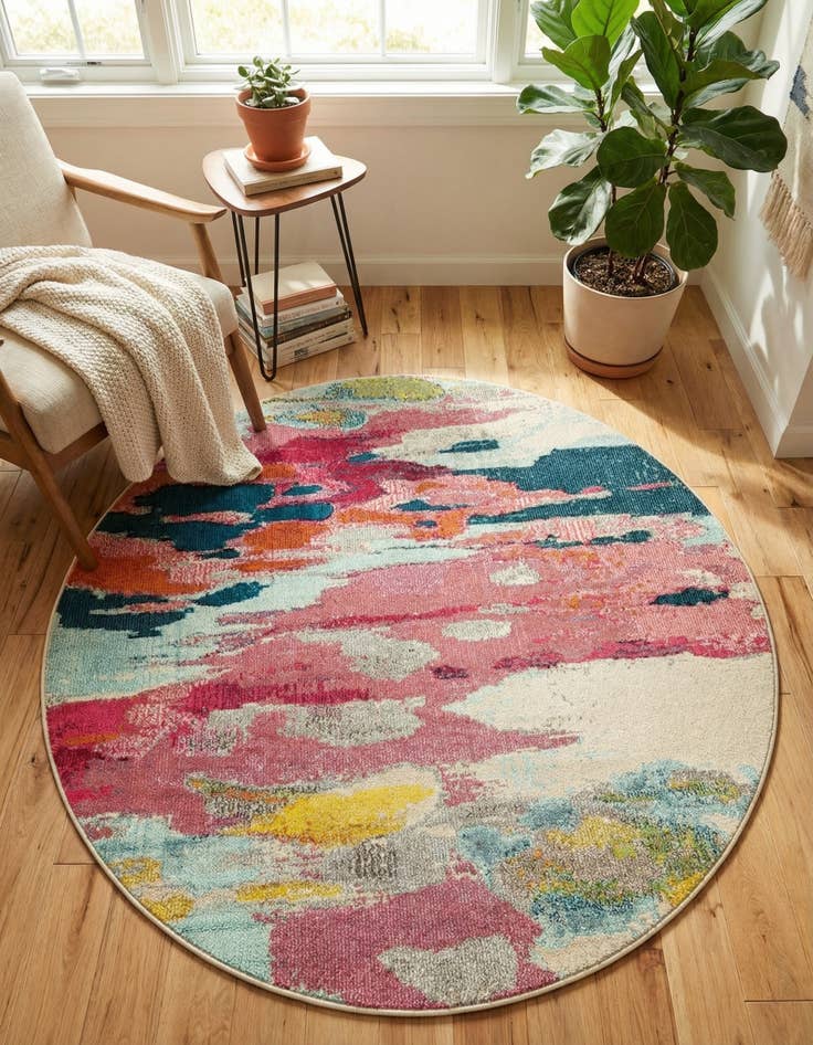 Detail image of 4' x 4'  Washable Casablanca Round Rug