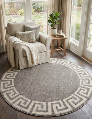 Gray Hera Round Rug