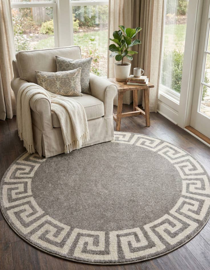 Detail image of 6' x 6' Greek Key Round Rug