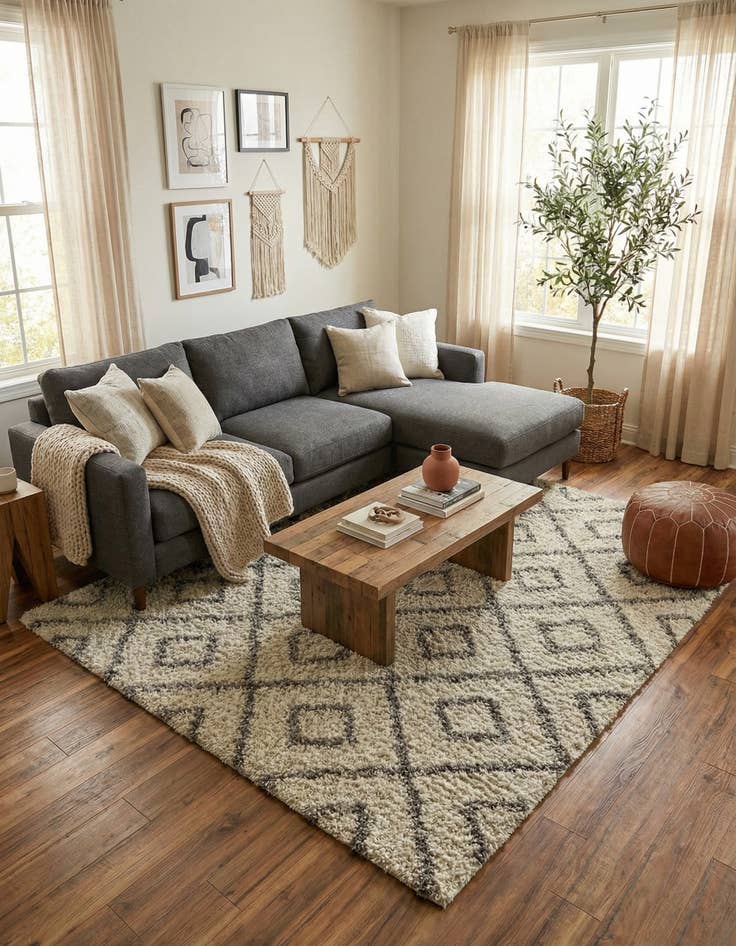 Detail image of 7' 10 x 7' 10 Trellis Shag Square Rug