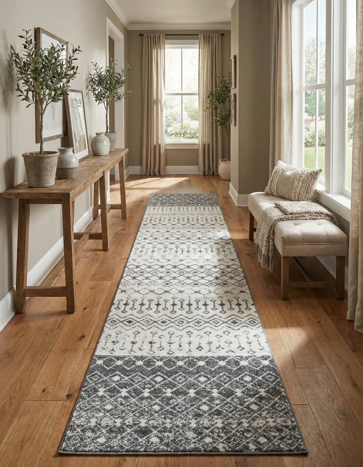 Detail image of 3' 3 x 16' 5 Moroccan Trellis Runner Rug