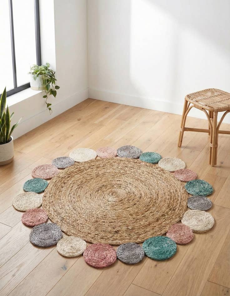Detail image of 3' 1 x 3' 1 Handmade Braided Jute Round Rug