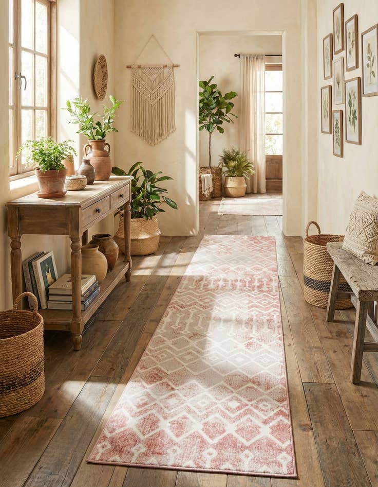 Detail image of 2' 7 x 12' Bohemian Trellis Runner Rug