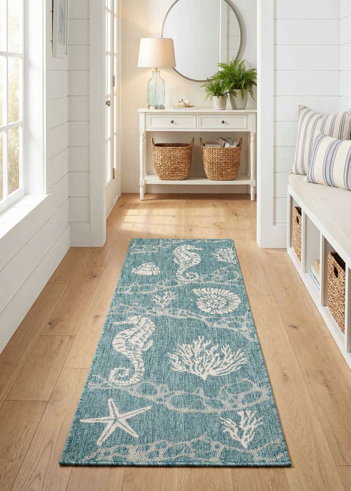 2' x 6' Easy-Clean Coastal Indoor / Outdoor Runner Rug