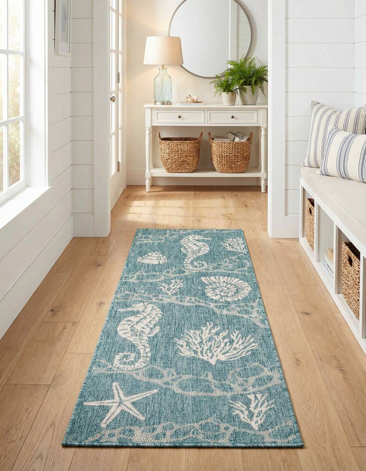 Detail image of 2' x 6' Washable Coastal Indoor / Outdoor Runner Rug