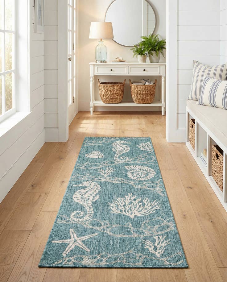 Detail image of 2' x 6' Easy-Clean Coastal Indoor / Outdoor Runner Rug