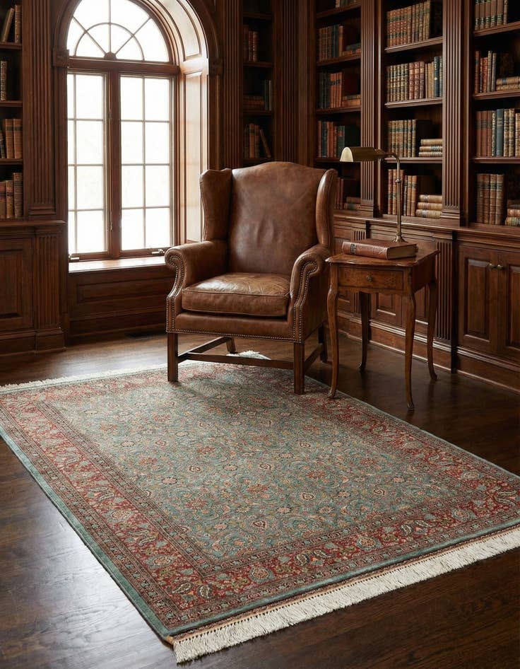 Detail image of 3' 10 x 5' 3 Hand Knotted Hereke Silk Rug