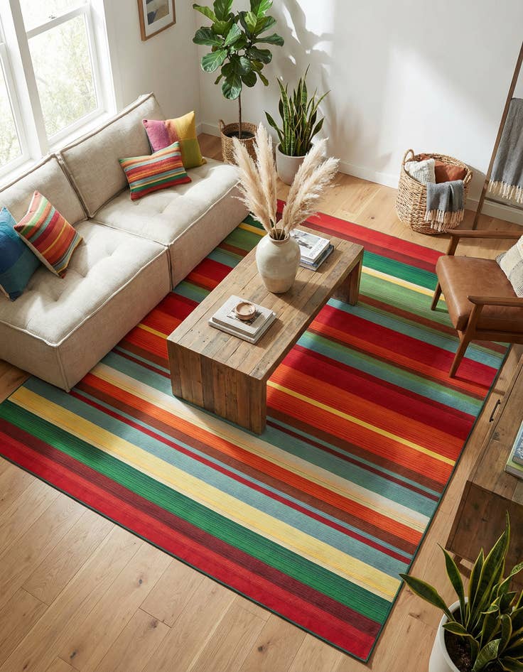 Detail image of 10' x 10'  Washable Modern Indoor / Outdoor Square Rug