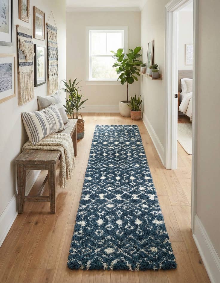 Detail image of 2' 7 x 10' Moroccan Trellis Shag Runner Rug