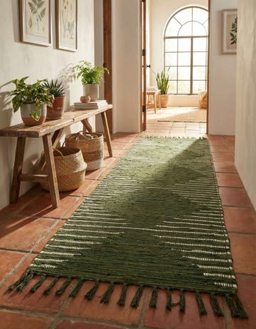 2' x 8' Hand Woven Chindi Cotton Runner Rug