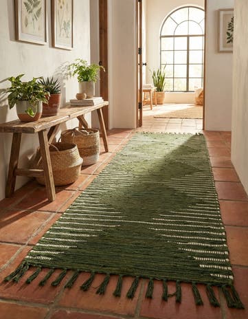 2' x 8' Hand Woven Chindi Cotton Runner Rug