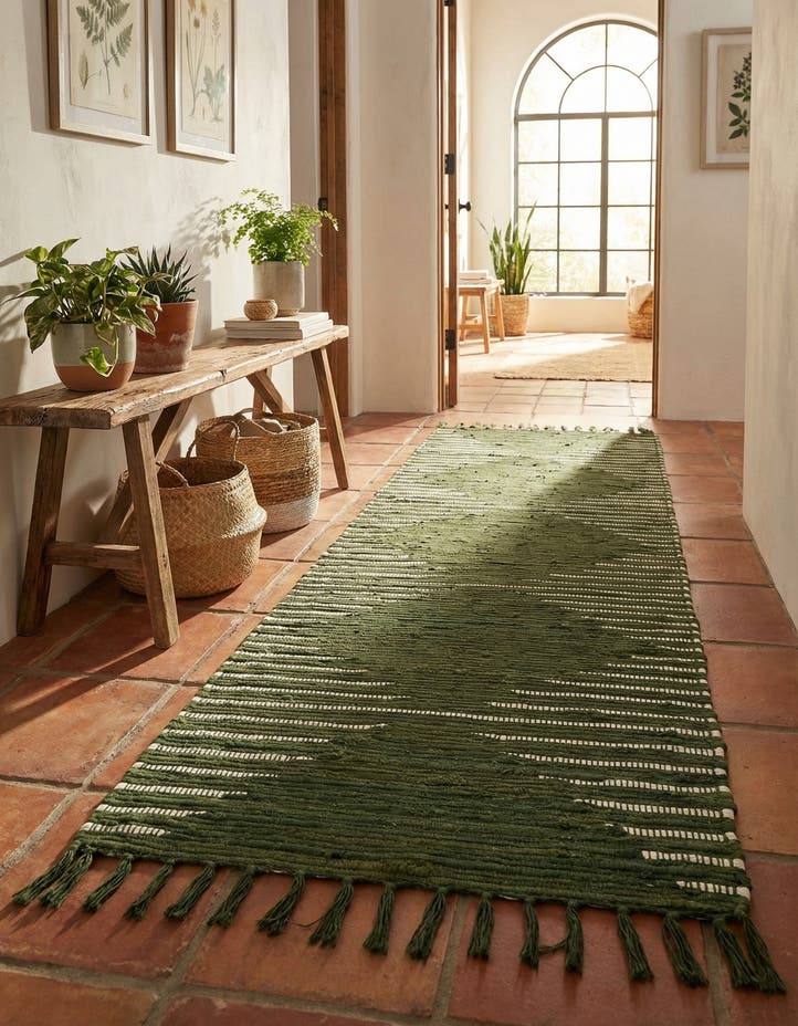 2' x 8' Hand Woven Chindi Cotton Runner Rug
