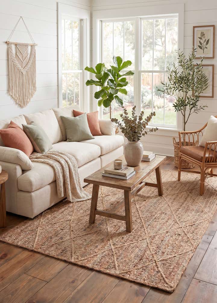 5' 1 x 8' Handmade Braided Jute Rug