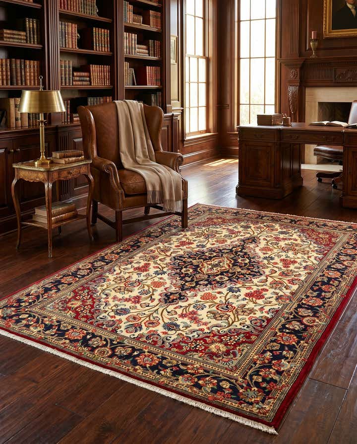 4' 8 x 6' 8 Hand Knotted Qom Persian Rug