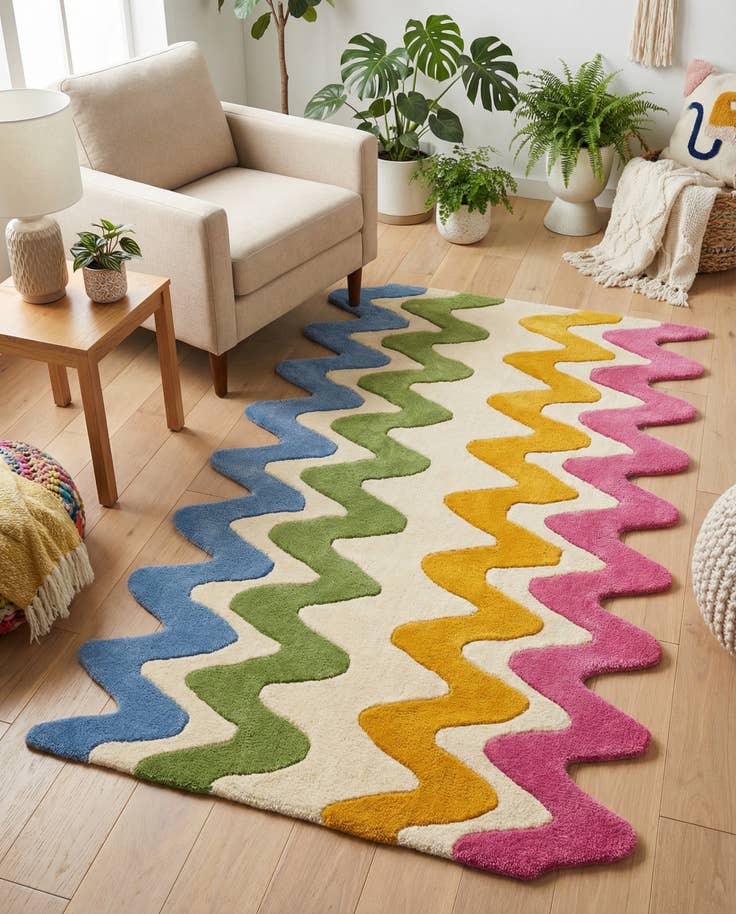 Detail image of 3' 1 x 5' 3 Happy Rugs Wavy Wool