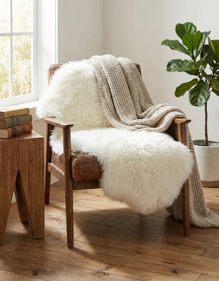 Detail image of 1' 10 x 3' Natural Sheepskin Freeform Rug