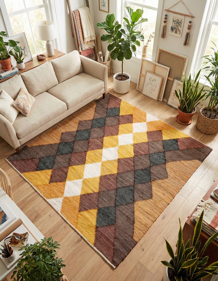 Detail image of 7' 10 x 7' 10 Hand Braided Chindi Cotton Square Rug