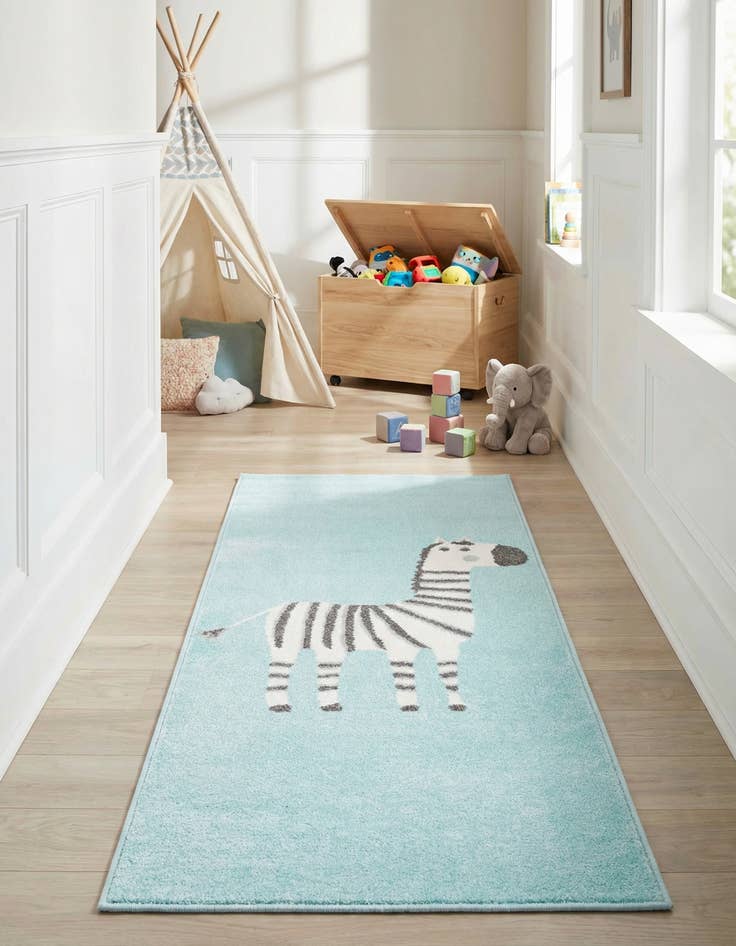 Detail image of 2' 2 x 6' 1 Zebra Whimsy Kids Runner Rug