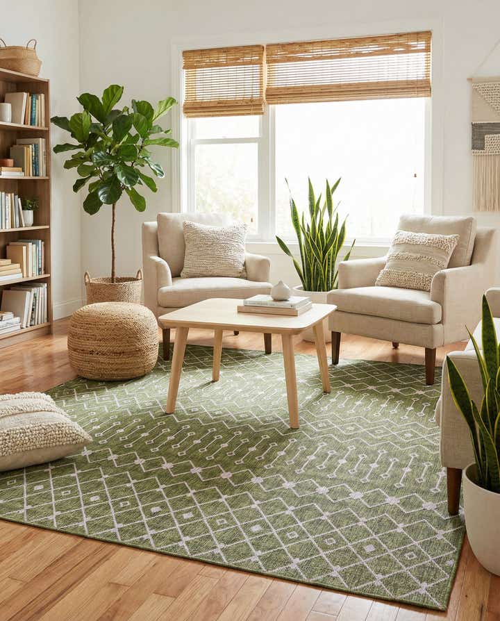 10' 8 x 10' 8 Easy-Clean Lattice Indoor / Outdoor Square Rug