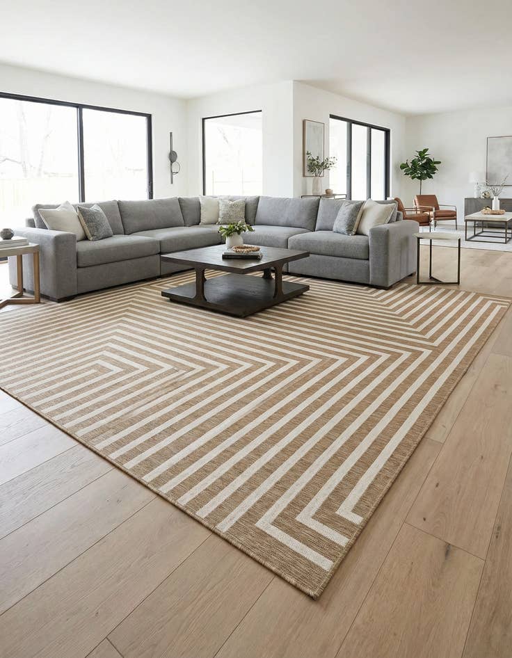 Detail image of 13' x 13'  Washable Modern Indoor / Outdoor Square Rug