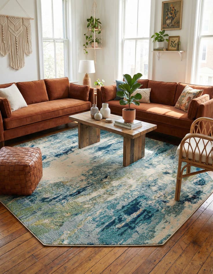 Detail image of 8' x 8'  Washable Spectrum Octagon Rug