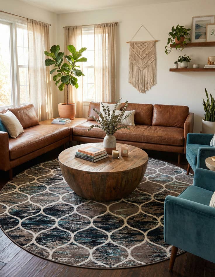 Detail image of 10' x 10' Lattice Frieze Round Rug