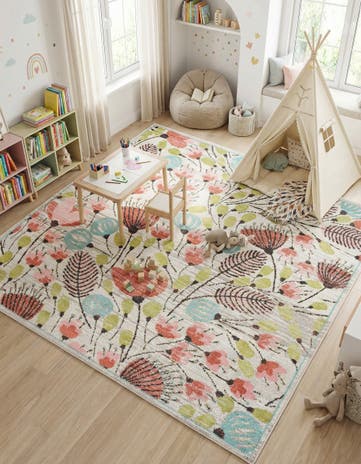 Ivory Whimsy Kids Square Rug