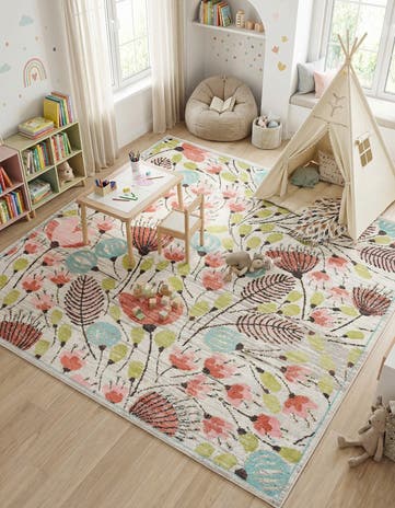 Ivory Whimsy Kids Square Rug