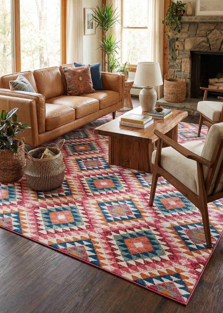 7' 10 x 10' Easy-Clean Southwestern Indoor / Outdoor Rug