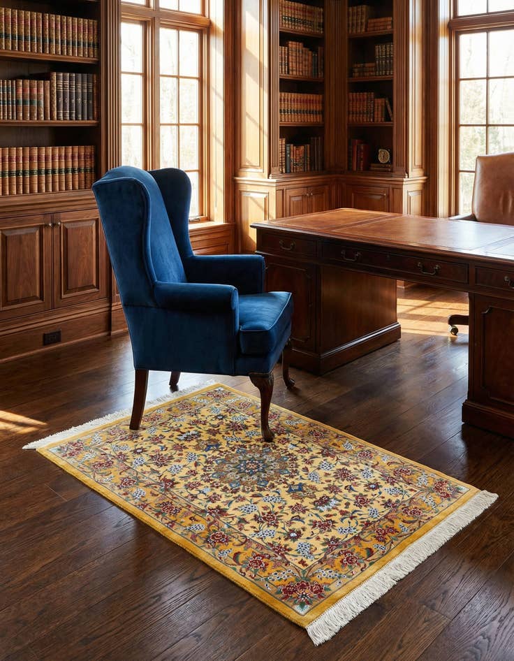 Detail image of 2' 7 x 4' 3 Ghom Silk Rug