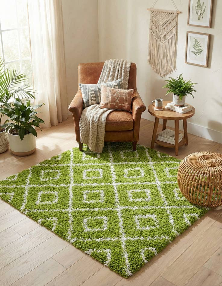 Detail image of 5' 3 x 5' 3 Lattice Shag Square Rug